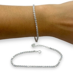 4.4 gr Pulsera Premium Cubics Blancos Plata Italiana