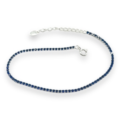 3 gr Pulsera Premium Cubics Azules Zafiro Plata Italiana - comprar online
