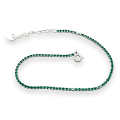 2.8 gr Pulsera Premium Cubics Verde Esmeralda Plata Italiana - comprar online