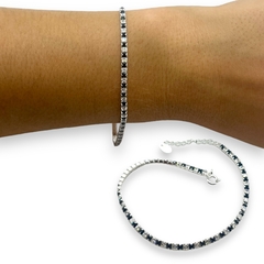 4.6 gr Pulsera Premium Cubics Blanco y Negro Plata Italiana