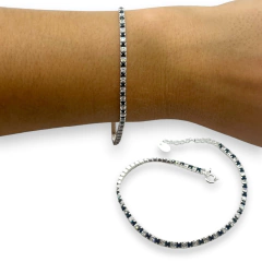 4.6 gr Pulsera Premium Cubics Blanco y Negro Plata Italiana