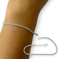3.4 gr Pulsera Premium Cubics Blancos Plata Italiana