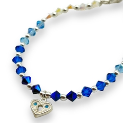 SWA Pulsera Piedras Degrade Azules/Celestes con Dije Bailarina Plata Italiana - comprar online