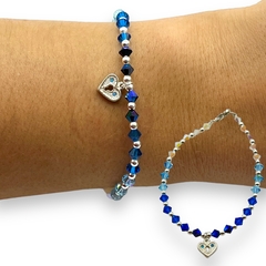 SWA Pulsera Piedras Degrade Azules/Celestes con Dije Bailarina Plata Italiana en internet