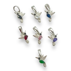 ART-148 Dije Colibri Piedra - Variedad de Colores Plata 925