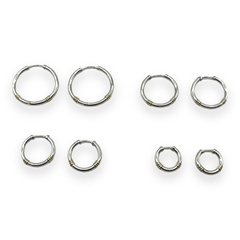 ART-150-0 Aros Argollas Infladas- Variedad de Medidas Plata y Oro