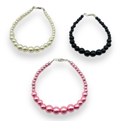 VOL-109 Pulsera Perlas Degrade de Vidrio - Variedad de Colores Plata 925 - comprar online
