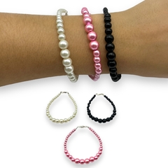 VOL-109 Pulsera Perlas Degrade de Vidrio - Variedad de Colores Plata 925