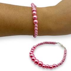 VOL-109 Pulsera Perlas Degrade de Vidrio - Variedad de Colores Plata 925 en internet