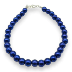 Imagen de VOL-109 Pulsera Perlas de Vidrio (6mm) - Variedad de Colores Plata 925