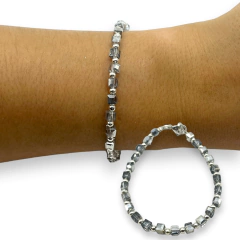 VOL-102 Pulseras Cristal de Roca Cuadradas - Variedad de Colores Acero Blanco - comprar online