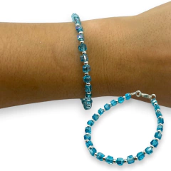 VOL-102 Pulseras Cristal de Roca Cuadradas - Variedad de Colores Acero Blanco - Stal Joyas