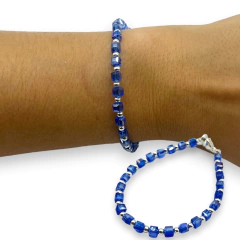 Imagen de VOL-102 Pulseras Cristal de Roca Cuadradas - Variedad de Colores Acero Blanco