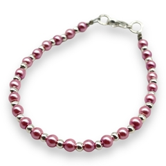 VOL-101-1 Pulseras Perlas (4 mm) - Variedad de Colores Acero Blanco