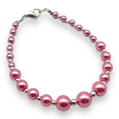 VOL-101 Pulsera Perlas Degrade 4,6,8 mm Rosa Acero Blanco - comprar online