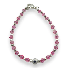 VOL-100-2 Pulseras Cristal de Roca con Ojito - Variedad de Colores Acero Blanco - comprar online