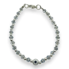 VOL-100-2 Pulseras Cristal de Roca con Ojito - Variedad de Colores Acero Blanco en internet