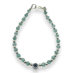 VOL-100-2 Pulseras Cristal de Roca con Ojito - Variedad de Colores Acero Blanco - Stal Joyas