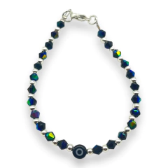 Imagen de VOL-100-2 Pulseras Cristal de Roca con Ojito - Variedad de Colores Acero Blanco