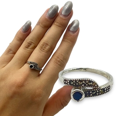 SIN-115 Anillo Cubics negros / Ultimas Unidades Plata 925