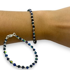 VOL-100 Pulseras Cristal de Roca Edición Limitada Tornasolados - Variedad de Colores Acero Blanco - Stal Joyas