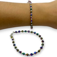 Imagen de VOL-100 Pulseras Cristal de Roca Edición Limitada Tornasolados - Variedad de Colores Acero Blanco