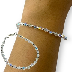 VOL-100 Pulseras Cristal de Roca Edición Limitada Tornasolados - Variedad de Colores Acero Blanco