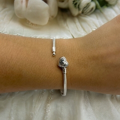 9.2 Pulsera Premium Para Charms - Broche Corazon con Cubics Plata Italiana (18 cm) - comprar online