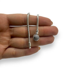 9.20 gr Pulsera Premium Para Charms - Broche Corazon Con Cubics Plata Italiana (16/17/18 cm) - Stal Joyas