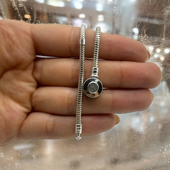 9.4/9.6/10 Pulsera Premium Para Charms - Broche Redondo con Cubics Plata Italiana (16/17/18/19 cm)