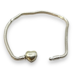 9.30 gr Pulsera Premium Para Charms - Broche Corazon Plata Italiana (19 cm) en internet
