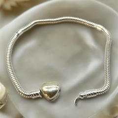9.30 gr Pulsera Premium Para Charms - Broche Corazon Plata Italiana (19 cm)