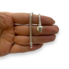 9.30 gr Pulsera Premium Para Charms - Broche Corazon Plata Italiana (19 cm) - Stal Joyas