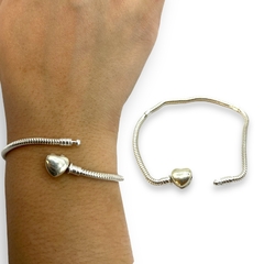 9.30 gr Pulsera Premium Para Charms - Broche Corazon Plata Italiana (19 cm) - tienda online