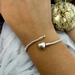 9.30 gr Pulsera Premium Para Charms - Broche Corazon Plata Italiana (19 cm) - comprar online