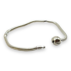 9.60 gr Pulsera Premium Para Charms - Broche Circular Plata Italiana (19 cm) en internet