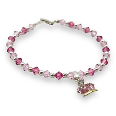 SWA-COR Pulsera Cristal SWA con Dije Corona Rosa Plata Italiana en internet