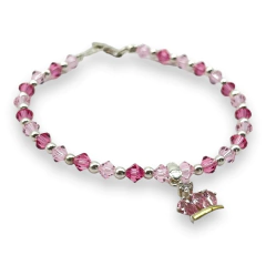 SWA-COR Pulsera Cristal SWA con Dije Corona Rosa Plata Italiana en internet