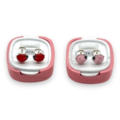 ART-1000 Abridores Esmaltados Vaquita de San Antonio Grande - Variedad de Colores (8 mm) Plata 925