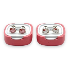 ART-1000 Abridores Esmaltados Hello Kitty - Variedad de Colores (6 mm) Plata 925
