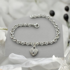 8850 Pulsera Corazon Candado (18 cm) Acero Blanco