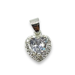 6233-1 Dije Corazon con Cubics (10 mm) Acero Blanco - comprar online