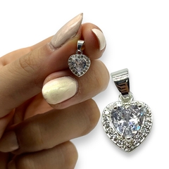 6233-1 Dije Corazon con Cubics (10 mm) Acero Blanco