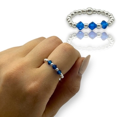 SWA-SIN Anillos Elastizados 3 Biconos - Variedad de Colores Plata Italiana