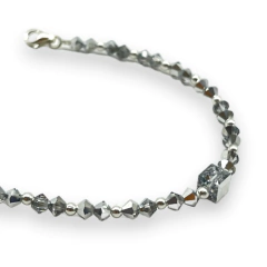 SWA 31 Pulsera Premium Piedras Silver con Cubic Cuadrado Plata Italiana en internet