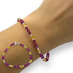 SWA-26 Pulsera Piedras Moradas y Doradas Edición Limitada Plata Italiana - comprar online
