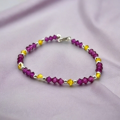 SWA-26 Pulsera Piedras Moradas y Doradas Edición Limitada Plata Italiana