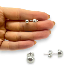 Aros Media Bolita Pasantes (6 mm) Plata Italiana