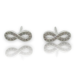 2 gr Aros Pasantes Infinito con Cubic (14x10 mm) Plata Italiana - Stal Joyas
