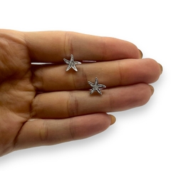 2.1 gr Aros Pasantes Estrella Marina (11 mm) Plata Italiana - comprar online